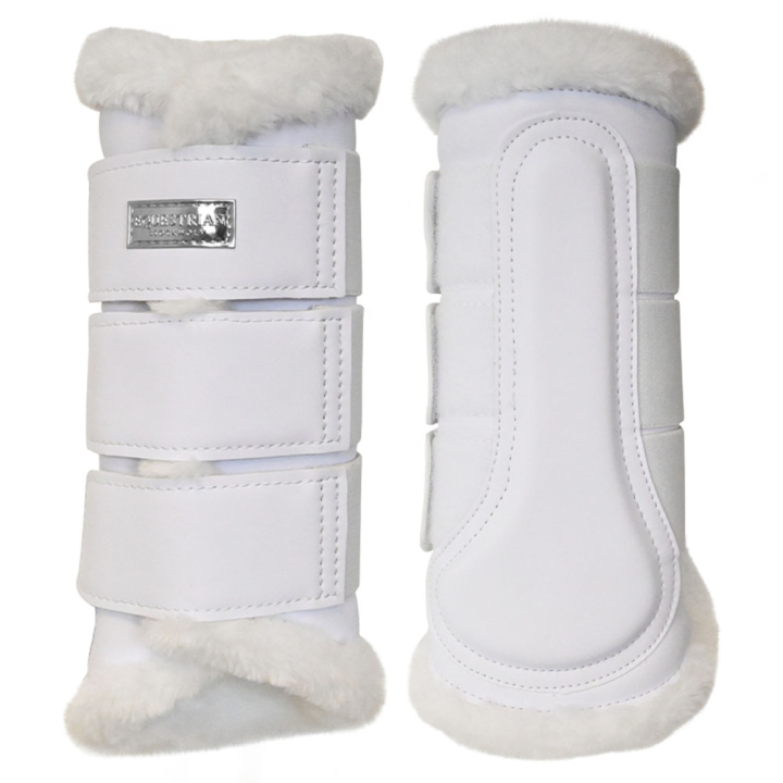 Brushing Boots ES Faux Fur White Silver in the group Horse Tack / Leg Protection / Brushing Boots & Dressage Boots at Equinest (734020641827WHSI_r)