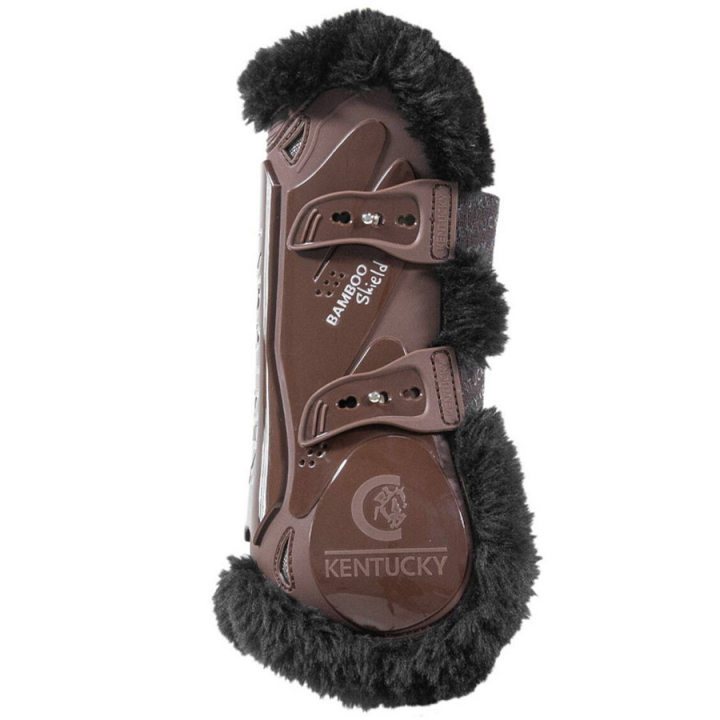 Tendon Boots Vegan Sheepskin Bamboo Elastic Brown/Black in the group Horse Tack / Leg Protection / Tendon Boots at Equinest (88102BRBA_r)