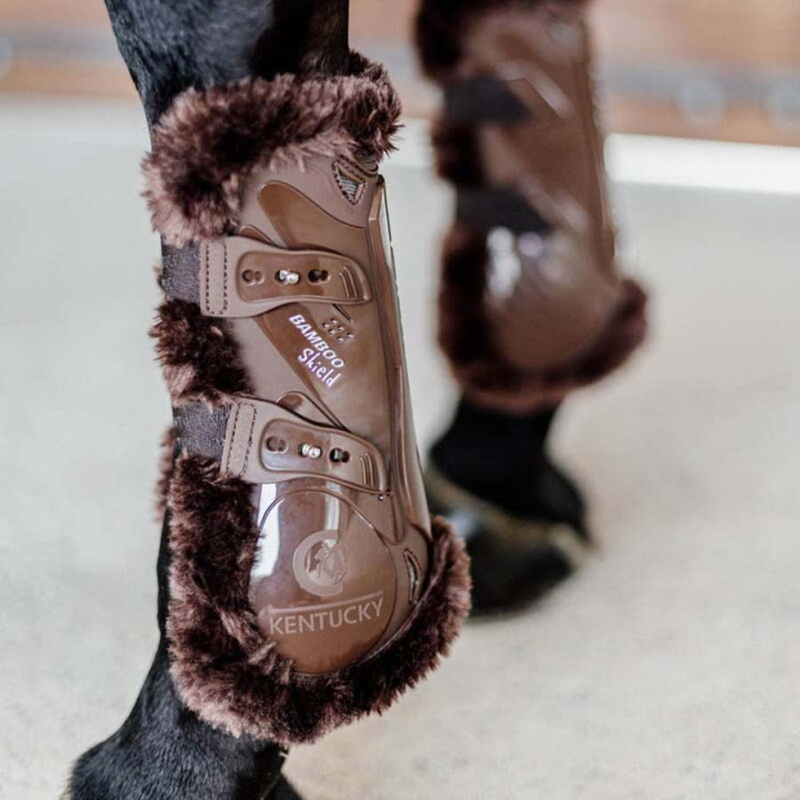 Tendon Boots Vegan Sheepskin Bamboo Elastic Brown/Brown in the group Horse Tack / Leg Protection / Tendon Boots at Equinest (88102BRBR_r)
