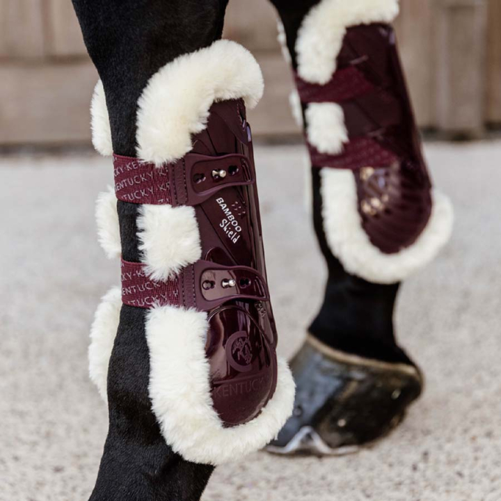 Tendon Boots Vegan Sheepskin Bamboo Elastic Bordeaux in the group Horse Tack / Leg Protection / Tendon Boots at Equinest (88102WN_r)