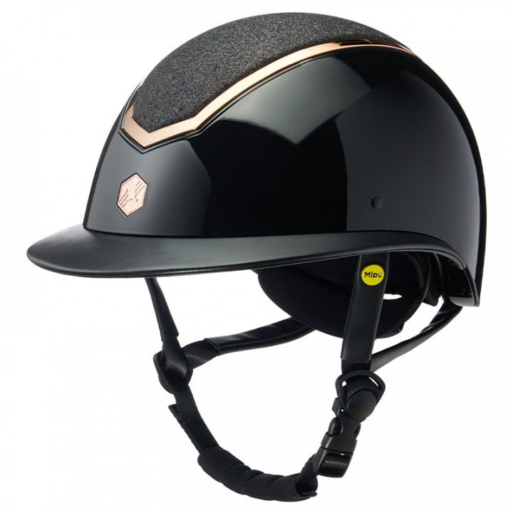 Charles Owen Riding Helmet Kylo Gloss Glitter Wide Peak Black/Rose