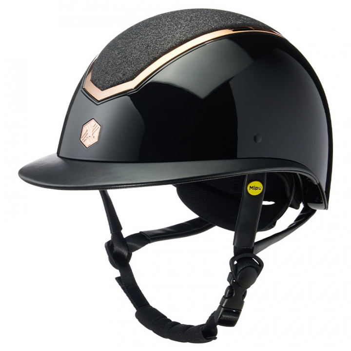 Riding Helmet MIPS Kylo Gloss Glitter Sun Visor Black/Rose Gold in the group Riding Equipment / Riding Helmets / MIPS Riding Helmets at Equinest (90209020722430BAPI)