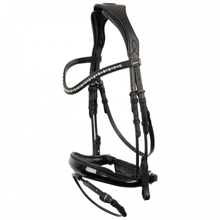 Anatomic Dressage Bridle Comfort Fit Double with Reins Black in the group Horse Tack / Bridles & Browbands / Double Bridle, Weymouth & Dressage Bridles at Equinest (A18012BA)