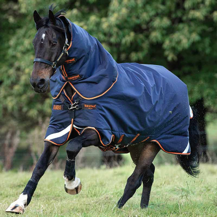 Rain Sheet Rambo Supreme 50g Navy Blue/0Orange in the group Horse Rugs / Turnout Rugs / Rain Sheets at Equinest (AASAA1Ma_r)