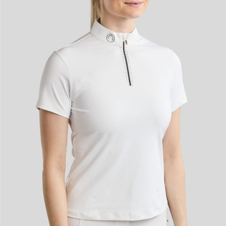 Competition Top MoMaddy Short Sleeve Gun Metal Crystals White in the group Equestrian Clothing / Riding Shirts / Show Shirts at Equinest (CT26731LWH_r)
