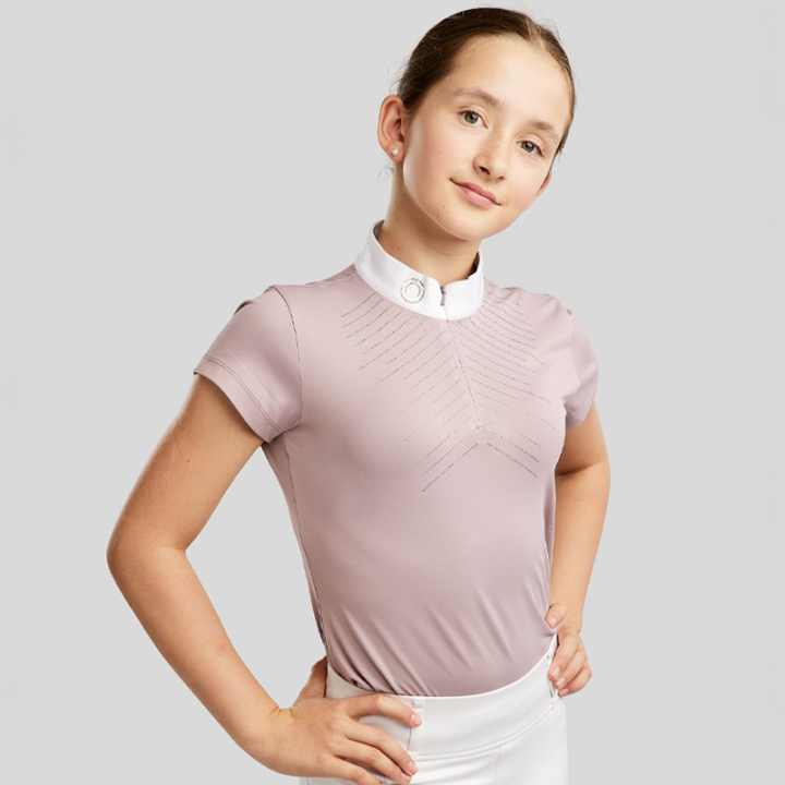 Competition Top Kids/Junior MoSparkle Champagne Crystals Blush in the group Equestrian Clothing / Riding Shirts / Show Shirts at Equinest (CT4630371PI_r)