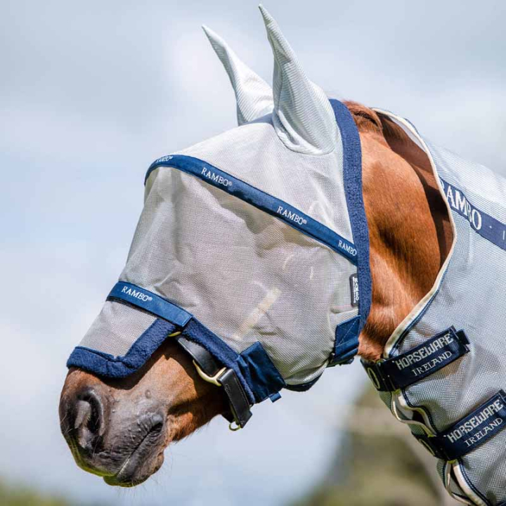 Rambo Plus Fly Mask Grey/Navy in the group Fly Protection / Fly Masks & Nose Nets at Equinest (DMAF15_S_r)