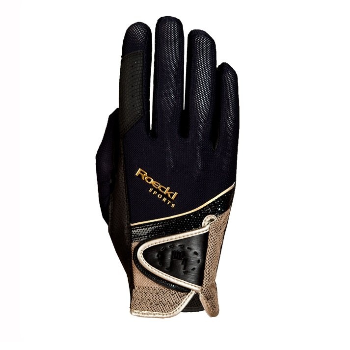 Riding Glove Madrid MicroMesh Black/Gold in the group Equestrian Clothing / Riding Gloves & Yard Gloves at Equinest (H18081249_SvGl_r)