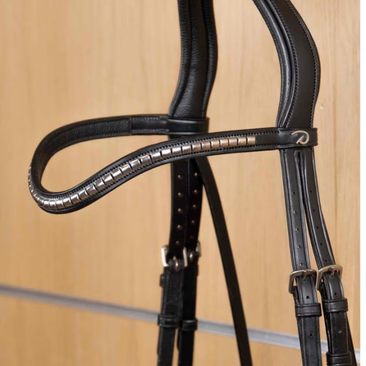 V-shaped Browband Silver Clincher New English Collection Black  in the group Horse Tack / Bridles & Browbands / Browbands at Equinest (NE02MSv_r)