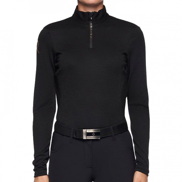 Tech Wool Zip Polo Sweater R-EVO 0Premier Black in the group Equestrian Clothing / Riding Shirts / Show Shirts at Equinest (POD300BA)