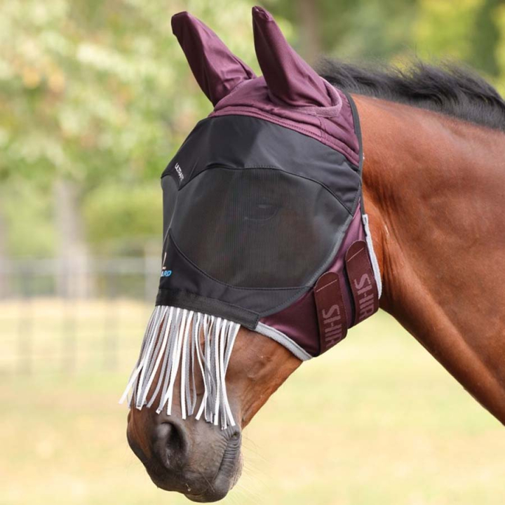 Fly Mask Deluxe with Ears & Nose Fringe Bordeaux in the group Fly Protection / Fly Masks & Nose Nets at Equinest (SH108732WN_r)