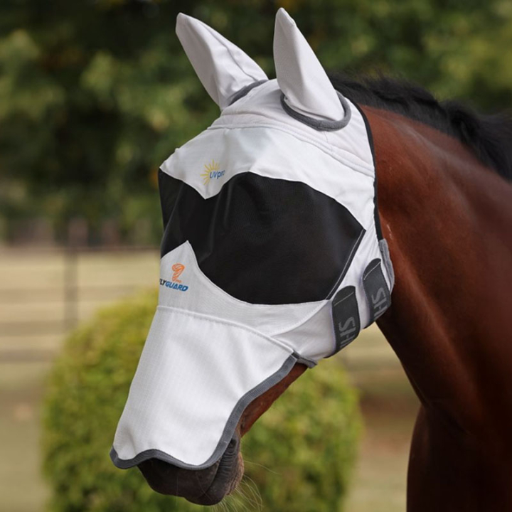 Fly Mask Sun Shade with Ears & Nose White in the group Fly Protection / Fly Masks & Nose Nets at Equinest (SH108740WH_r)