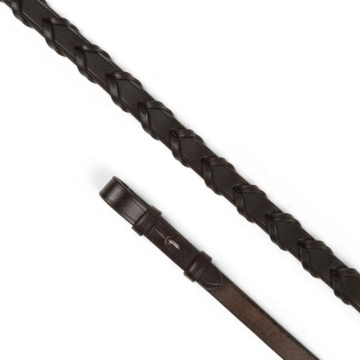 Braided Leather Reins Gara Brown Full in the group Horse Tack / Reins / Leather Reins at Equinest (SH501803BR-FU)