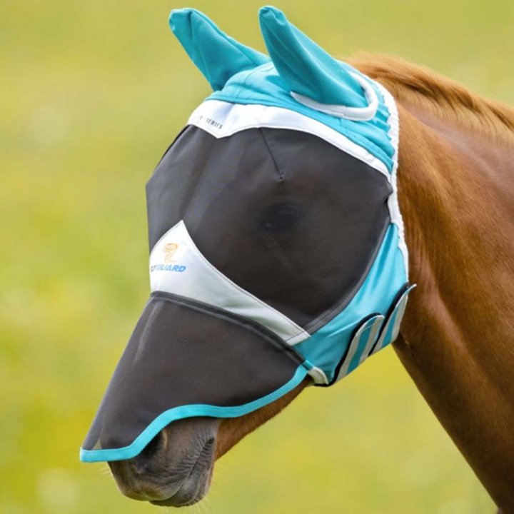 Fly Mask with Ears & Nose Teal/Gray in the group Fly Protection / Fly Masks & Nose Nets at Equinest (SH6665)