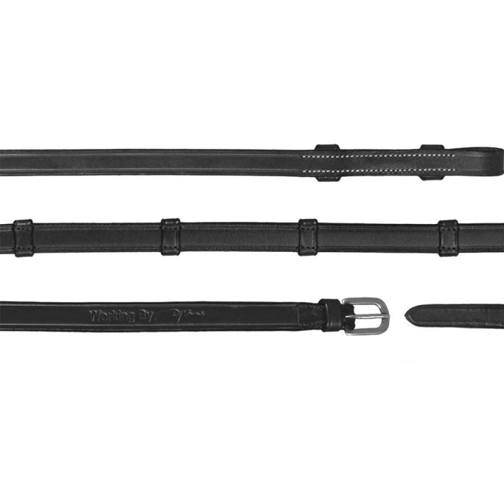 Leather Reins with Stops WC Black in the group Horse Tack / Reins / Leather Reins at Equinest (WO05PSv_r)