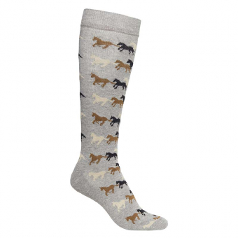 Children's Riding Socks Running Horse Light Grey