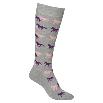 Children's Riding Socks Running Horse Light Grey