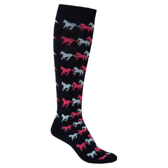 Children's Riding Socks Running Horse Navy