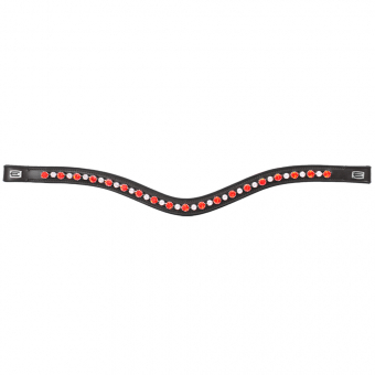 Browband E-Logo & Red/White Crystals Black/Silver