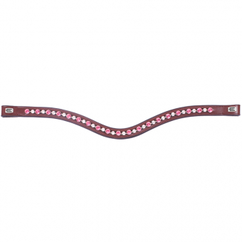 Browband E-Logo & Pink/White Crystals Brown/Silver