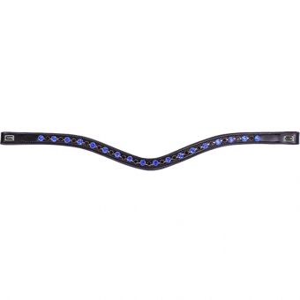 Browband E-Logo & Blue/Black Crystals Black/Silver
