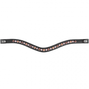 Browband E-Logo & Cappuccino/Topaz Crystals Black/Silver
