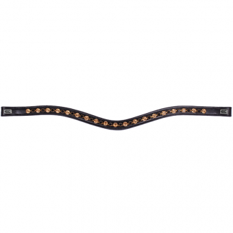Browband E-Logo & Gold/Black Crystals Black/Silver