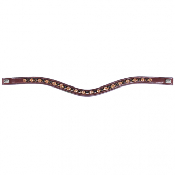 Browband E-Logo & Gold/Black Crystals Brown/Silver