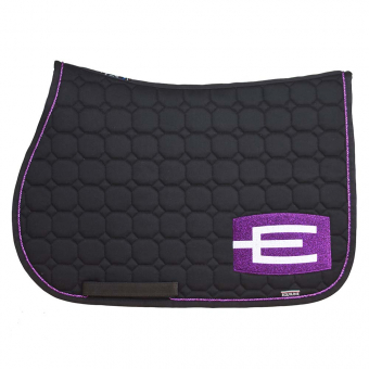 Saddle Pad E-logo Black Glitter Lilac/White
