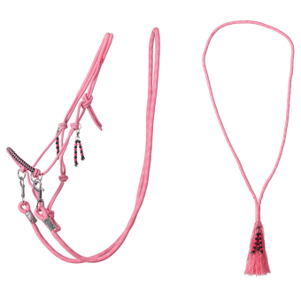 Rope Halter with Reins Combi Liberty Light Pink