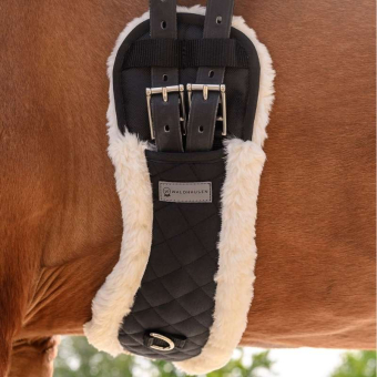 Dressage Girth Half Moon Faux Fur Black/Natural