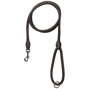 Leather Leash Round-stitched 2m Brown
