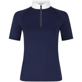 Competition Top Classic Glitter Zipper Short Sleeve Navy Blue