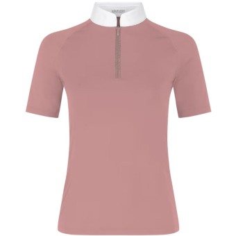 Competition Top Classic Glitter Zipper Short Sleeve Old Pink