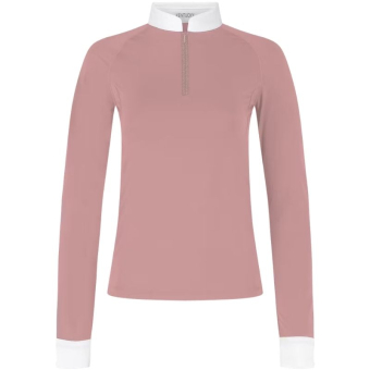 Competition Top Classic Glitter Zipper Long Sleeve Old Pink