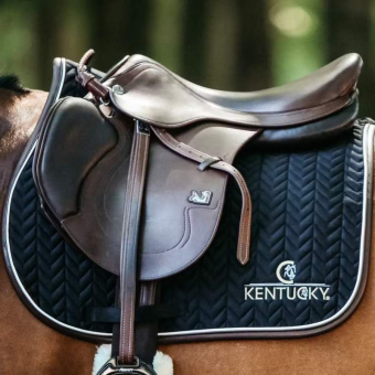 Saddle Pad Leather Fishbone Black