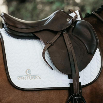 Saddle Pad Leather Fishbone White