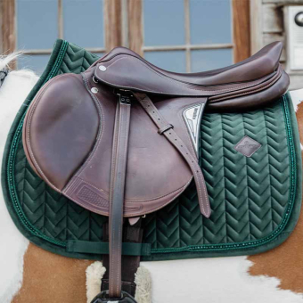 Saddle Pad Velvet Pearls Green