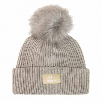 Beanie Hat Pompom Beige