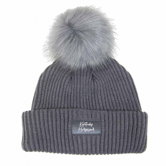 Beanie Hat Pompom Grey