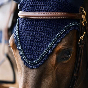 Ear Bonnet Long Stone & Pearl Soundless Dark Navy