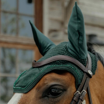 Fly Veil Wellington Velvet Pearls Pine Green