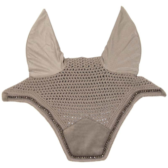 Fly Ear Bonnet Wellington Velvet Pearls Beige