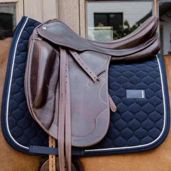 Dressage Saddle Pad Onion Quilt Rubber Logo Navy Blue