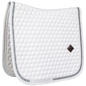Dressage Saddle Pad Glitter Band White/Silver