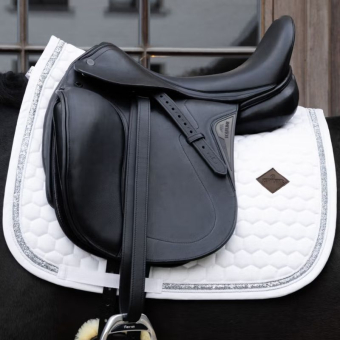 Dressage Saddle Pad Glitter Band White/Silver