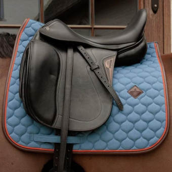 Dressage Saddle Pad Onion Quilt Leather Blue