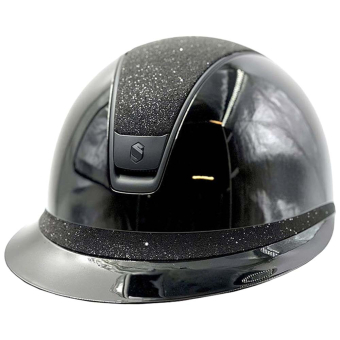 Riding Helmet Miss Shield 2.0 Glossy Crystal Fabric Matt Trim Black