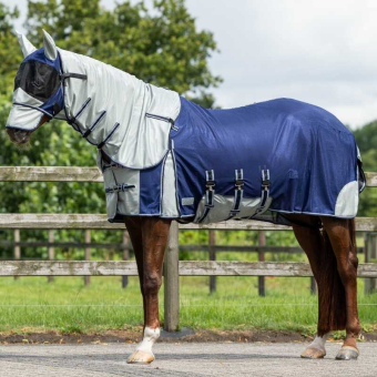 Fly Rug with Detachable Neck and Ear Bonnet Blue