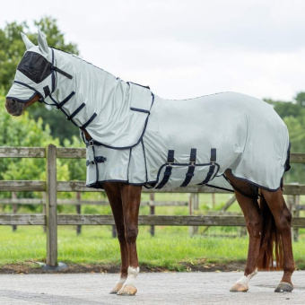Fly Rug with Detachable Neck and Ear Bonnet Grey